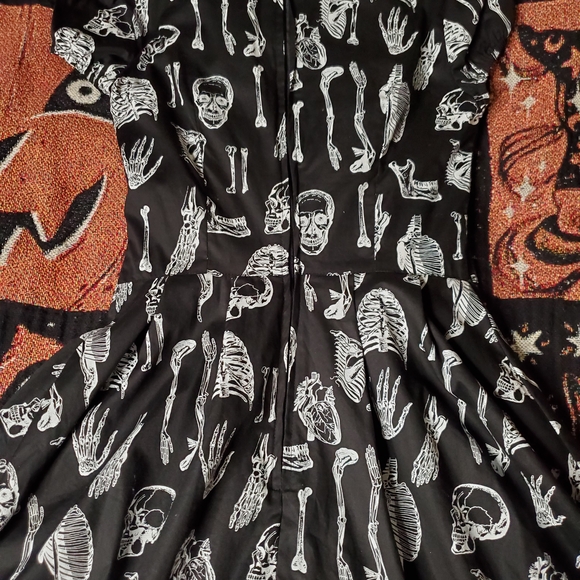 Hell Bunny Black and White Skeleton Dress With Peter Pan Collar Size XS - Picture 4 of 6